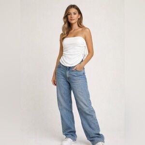 Cider white ribbed strapless top